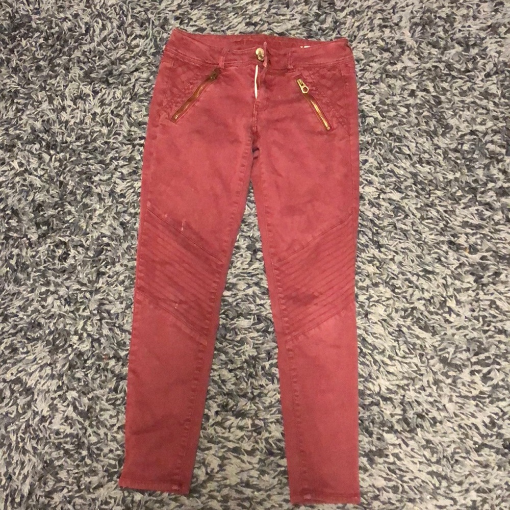 Maroon American Eagle Jeans (skinny crop)